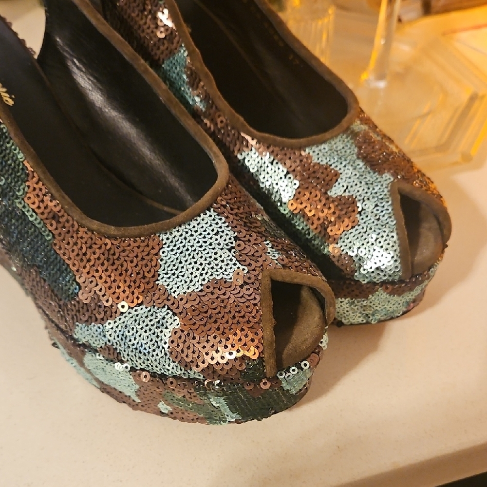 Robert Clergerie Camouflage Sequin Platform Shoes. RARE LIMITED EDITION!!! - Picture 5 of 11